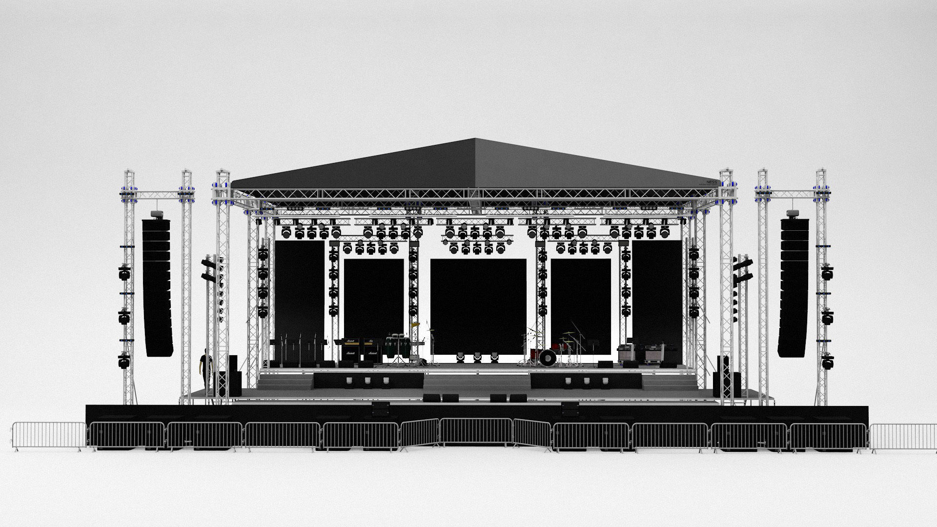 Detailed Equipped Festival Stage 3D model_2