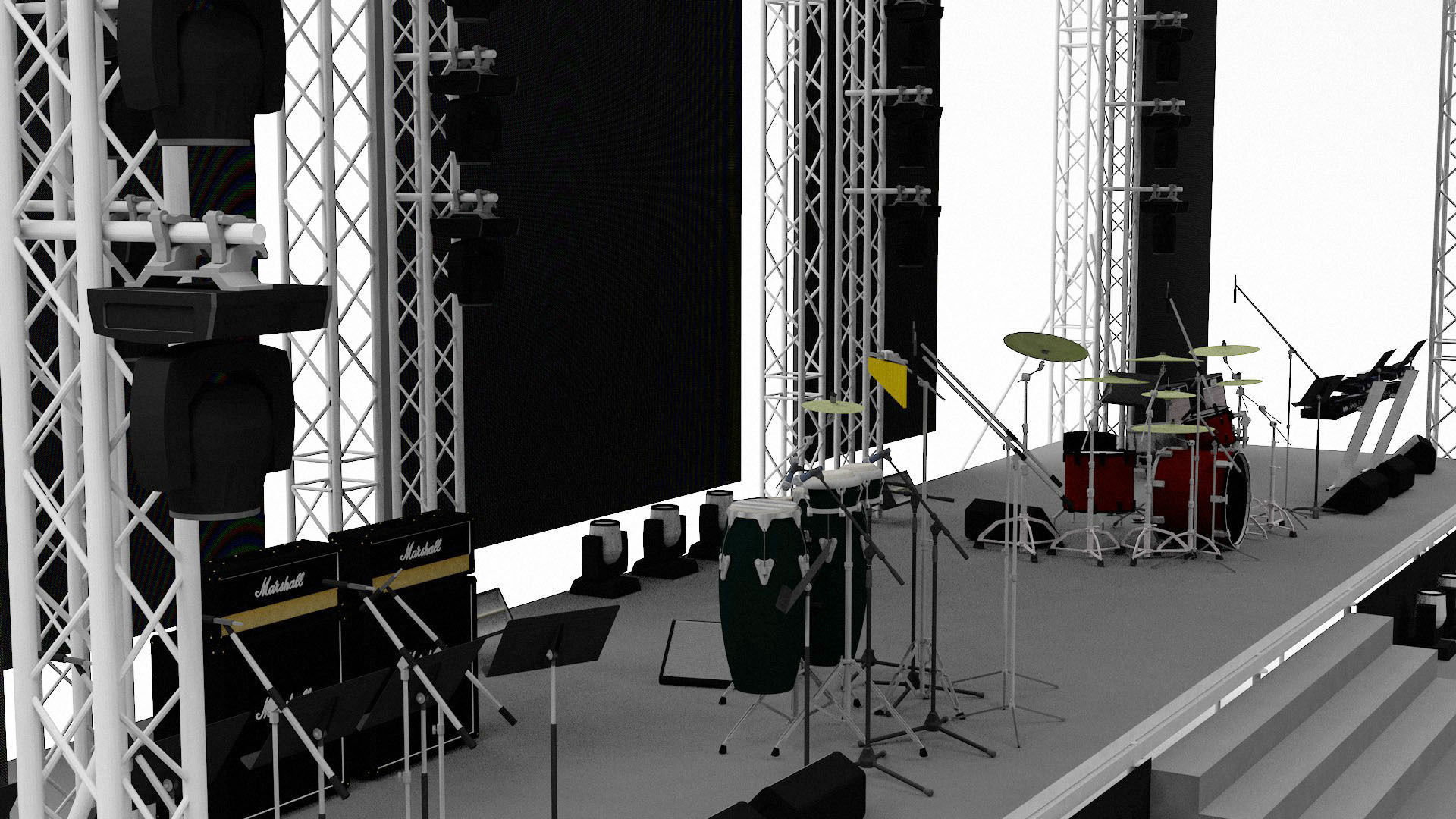 Detailed Equipped Festival Stage 3D model_6