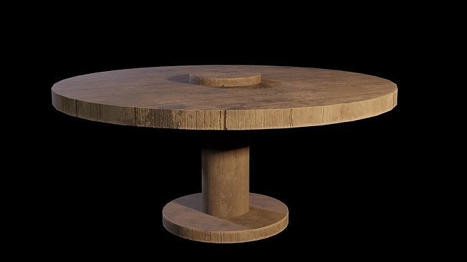 3D model Wooden Round Table VR / AR / low-poly | CGTrader
