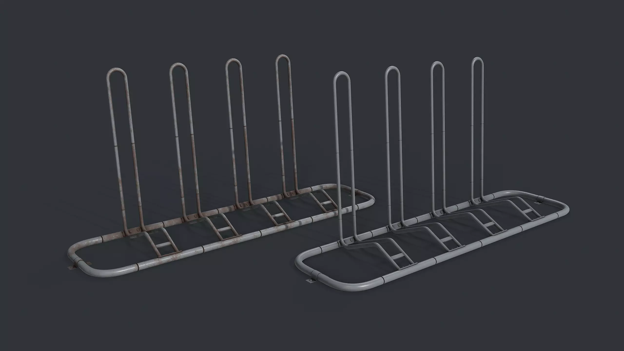 Bike Rack 8 PBR Game Ready Low-poly 3D model_0