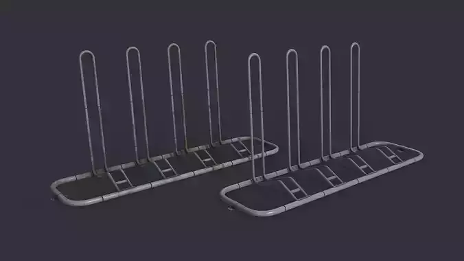 Bike Rack 8 PBR Game Ready Low-poly 3D model