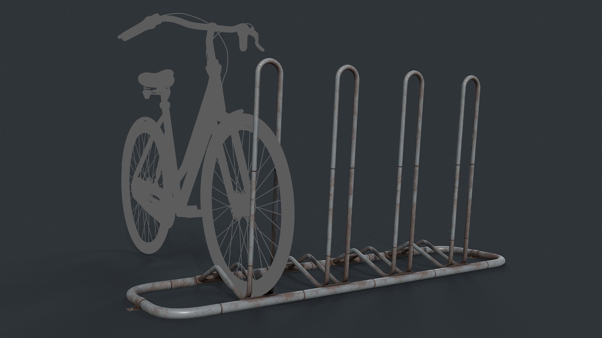 Bike Rack 8 PBR Game Ready Low-poly 3D model_4