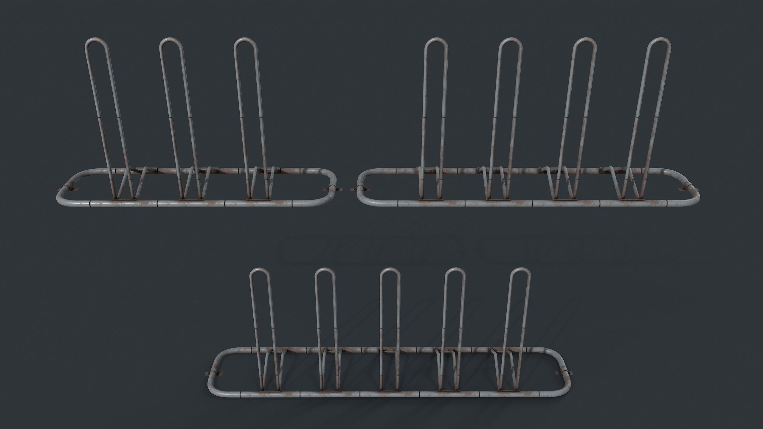 Bike Rack 8 PBR Game Ready Low-poly 3D model_6