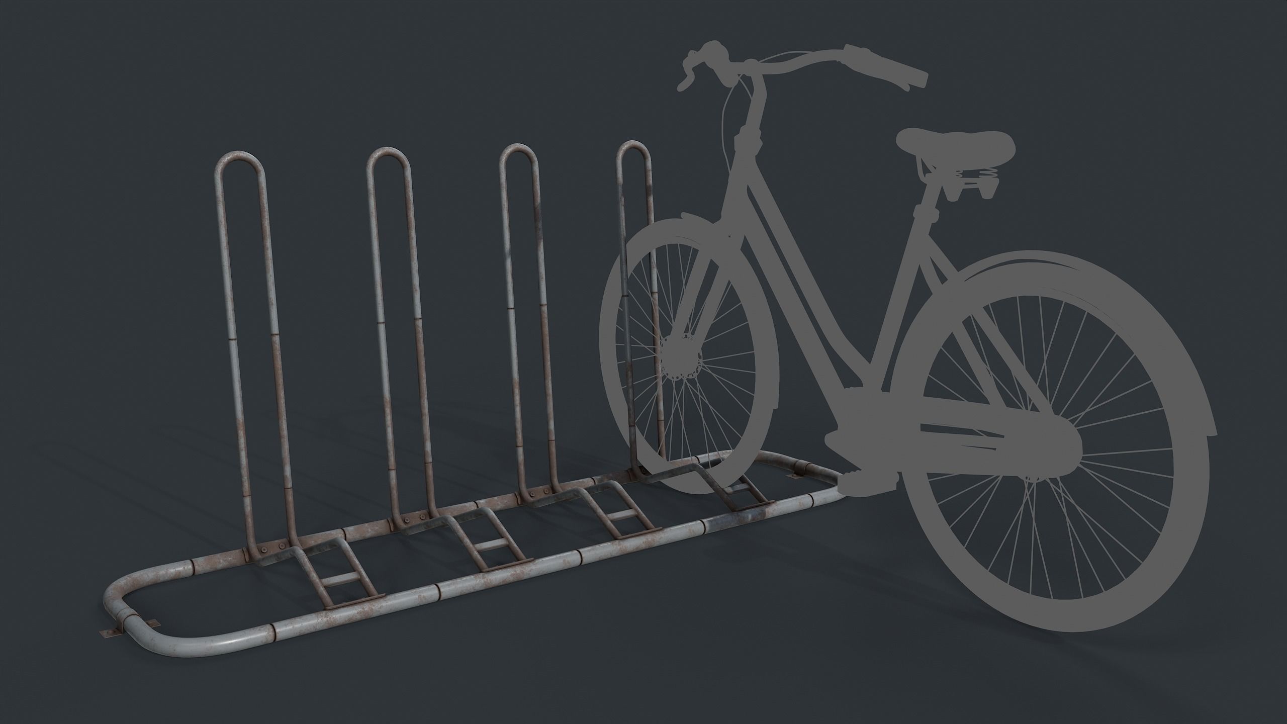 Bike Rack 8 PBR Game Ready Low-poly 3D model_3