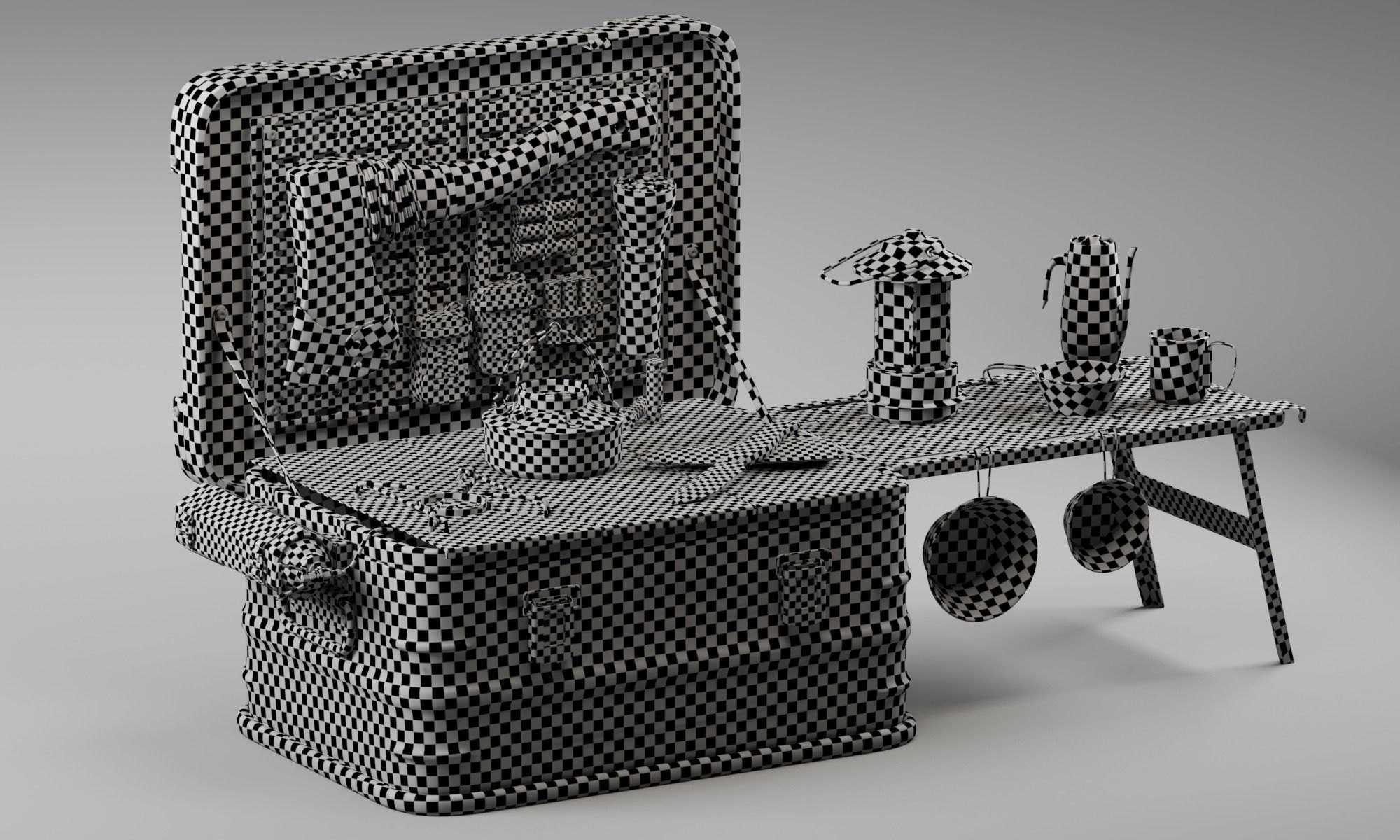 camping equipment Low-poly 3D model_7