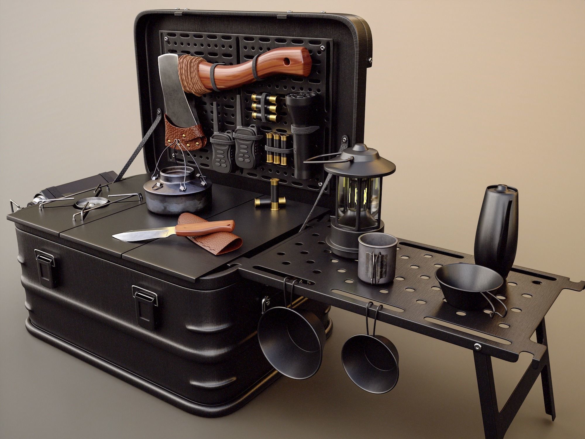 camping equipment Low-poly 3D model_2