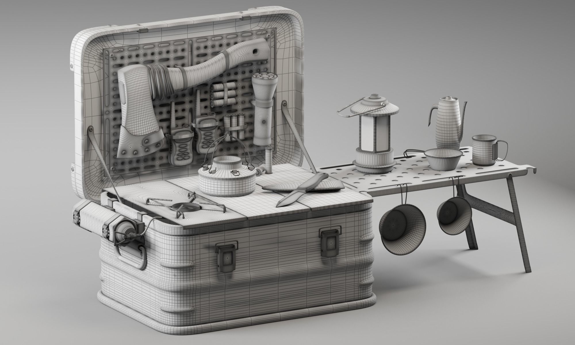 camping equipment Low-poly 3D model_8