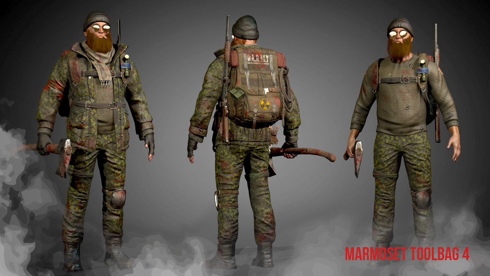 Animated Low poly Game Ready Santa survivor 3D Modular Low-poly 3D model_10