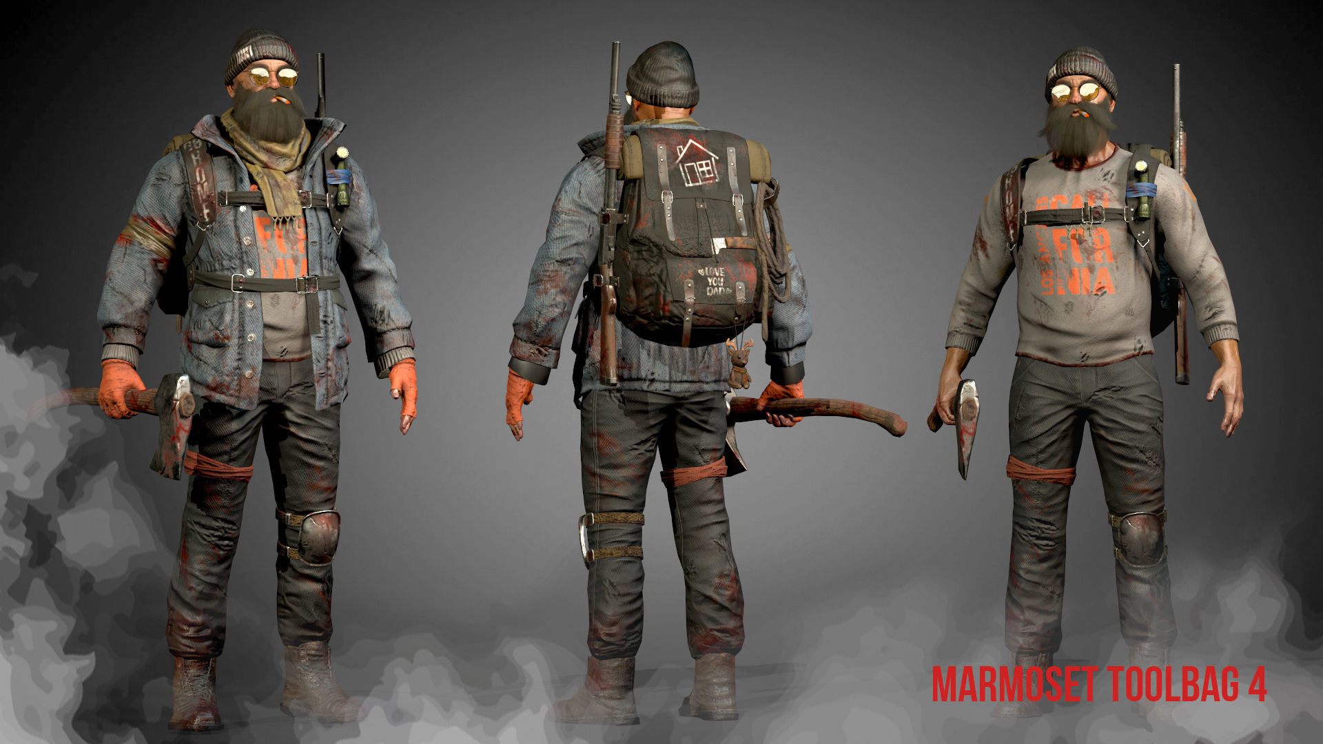 Animated Low poly Game Ready Santa survivor 3D Modular Low-poly 3D model_9