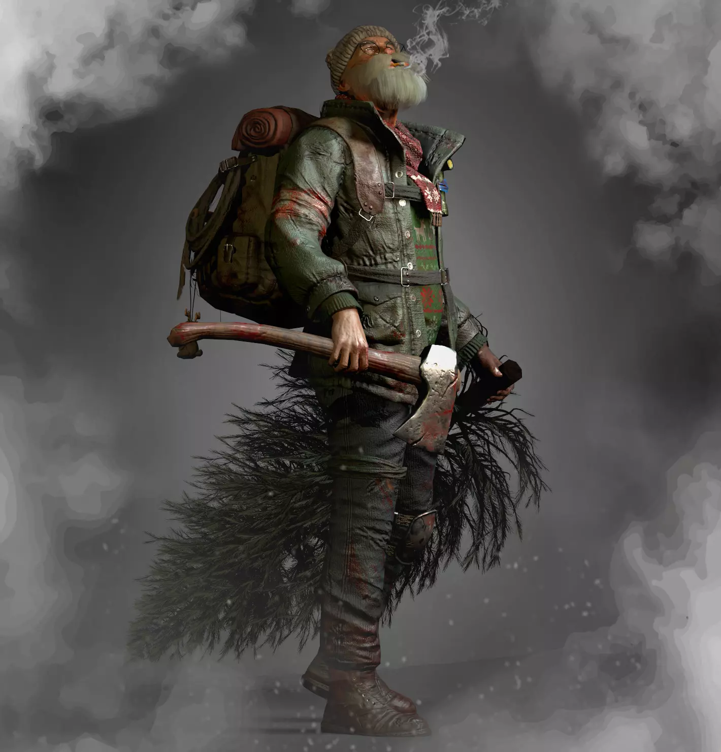 Animated Low poly Game Ready Santa survivor 3D Modular Low-poly 3D model_0