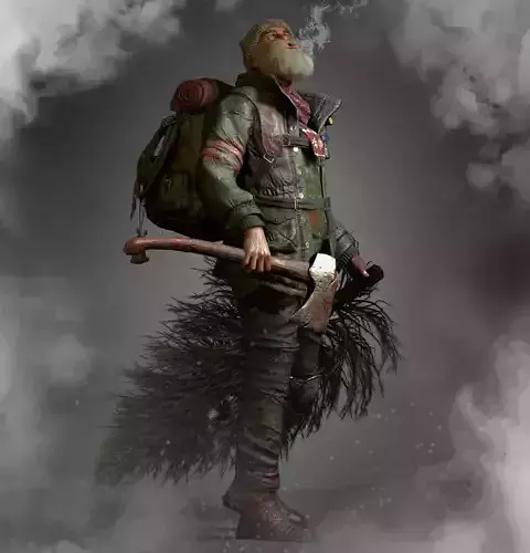 Animated Low poly Game Ready Santa survivor 3D Modular Low-poly 3D model