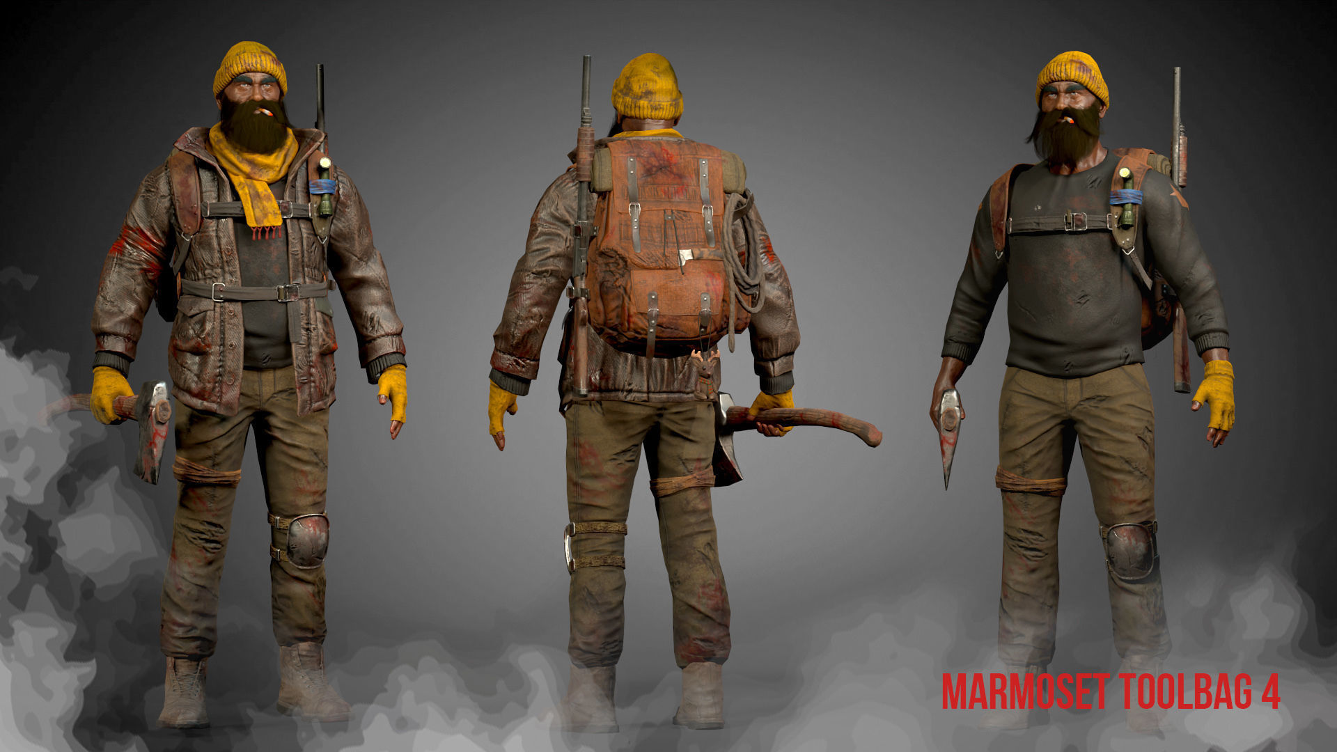 Animated Low poly Game Ready Santa survivor 3D Modular Low-poly 3D model_8