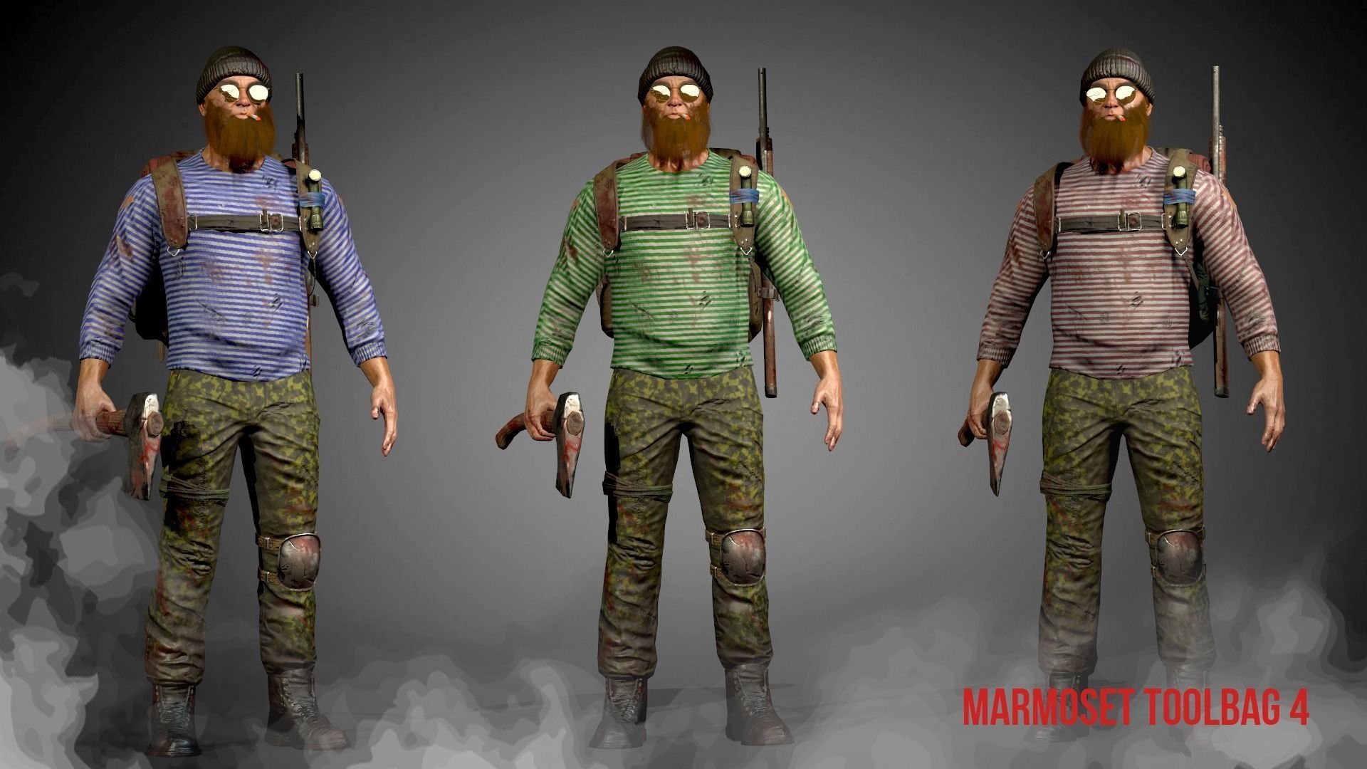 Animated Low poly Game Ready Santa survivor 3D Modular Low-poly 3D model_11