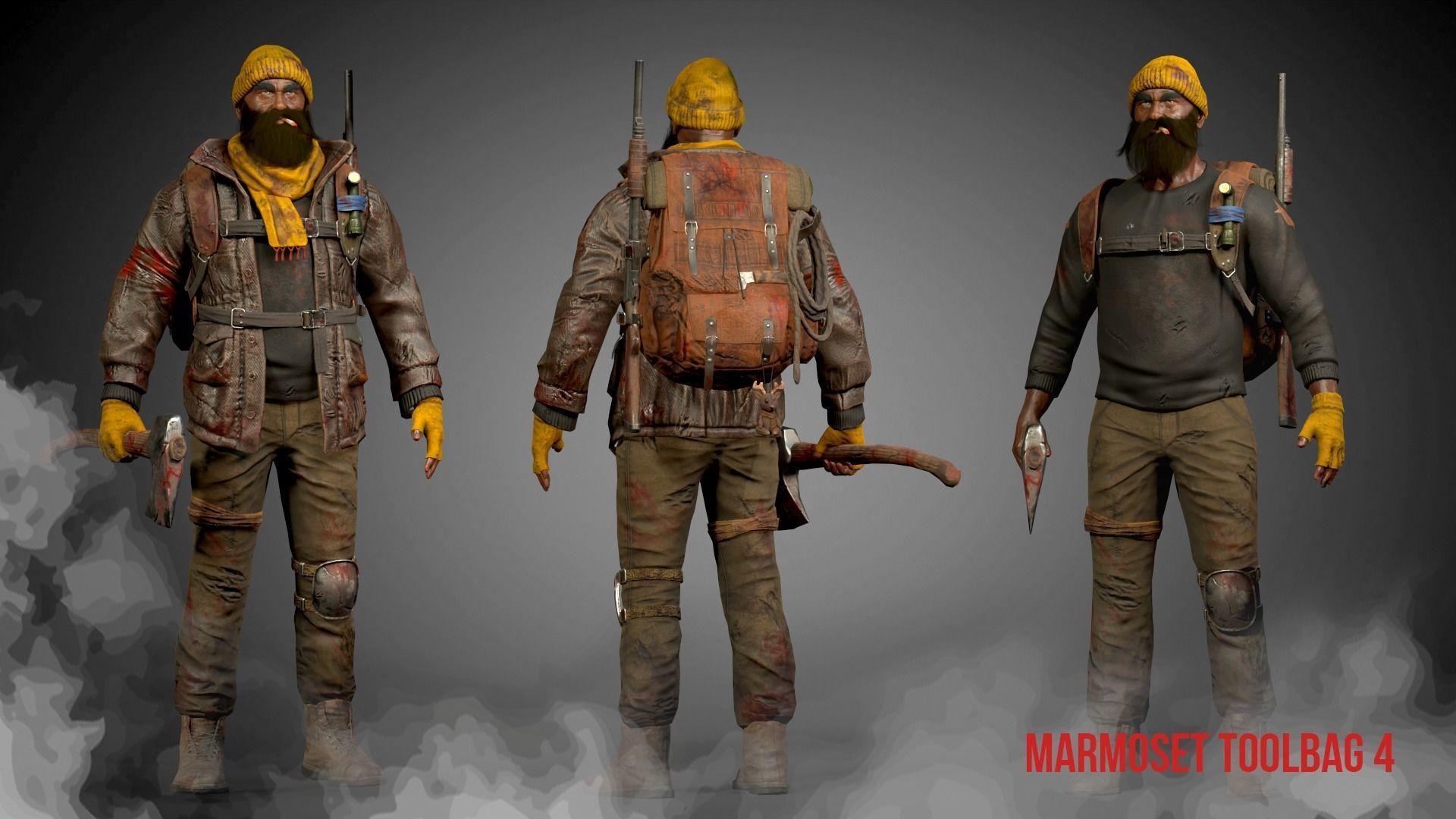 Animated Low poly Game Ready Santa survivor 3D Modular Low-poly 3D model_15