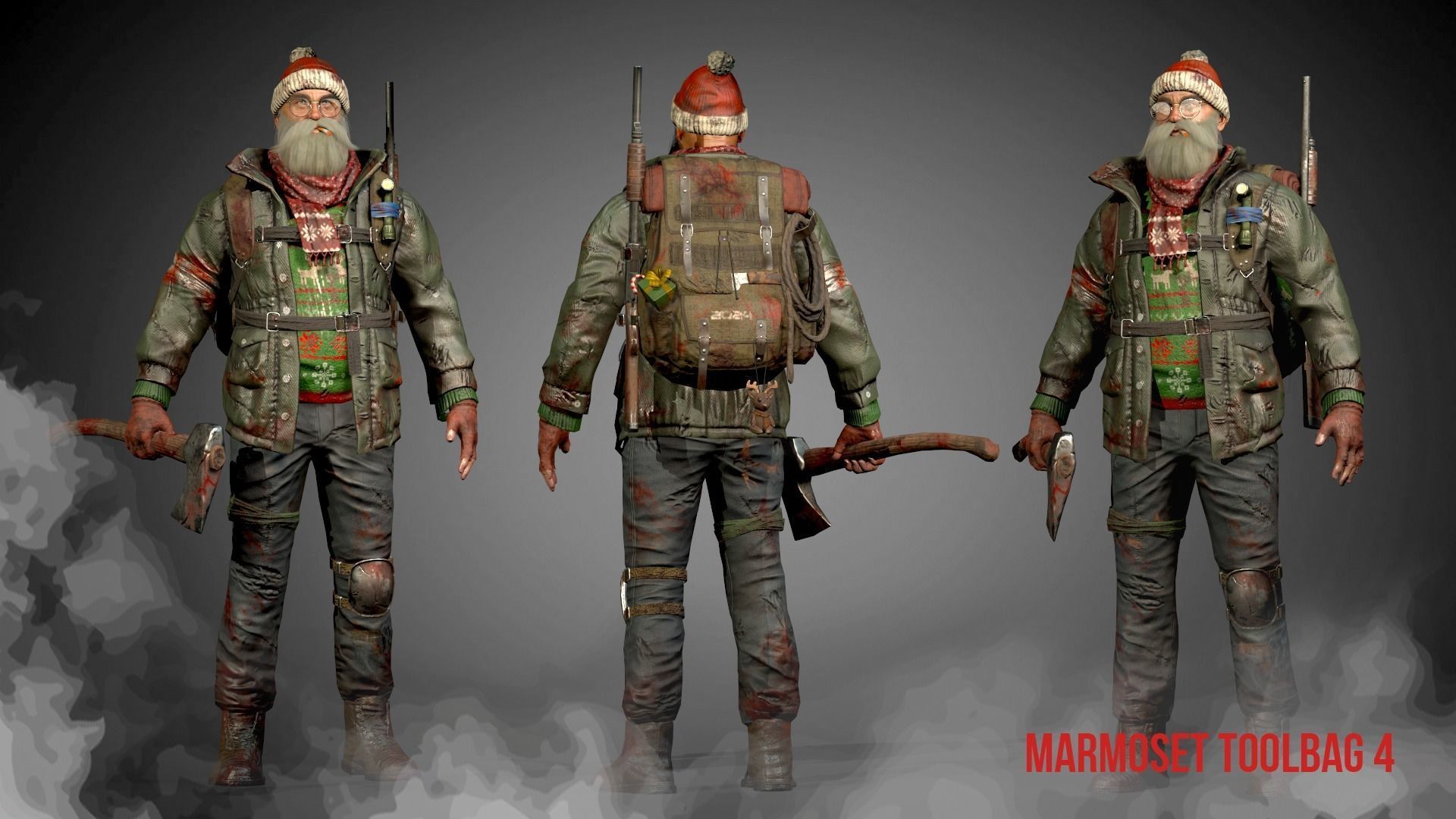 Animated Low poly Game Ready Santa survivor 3D Modular Low-poly 3D model_14