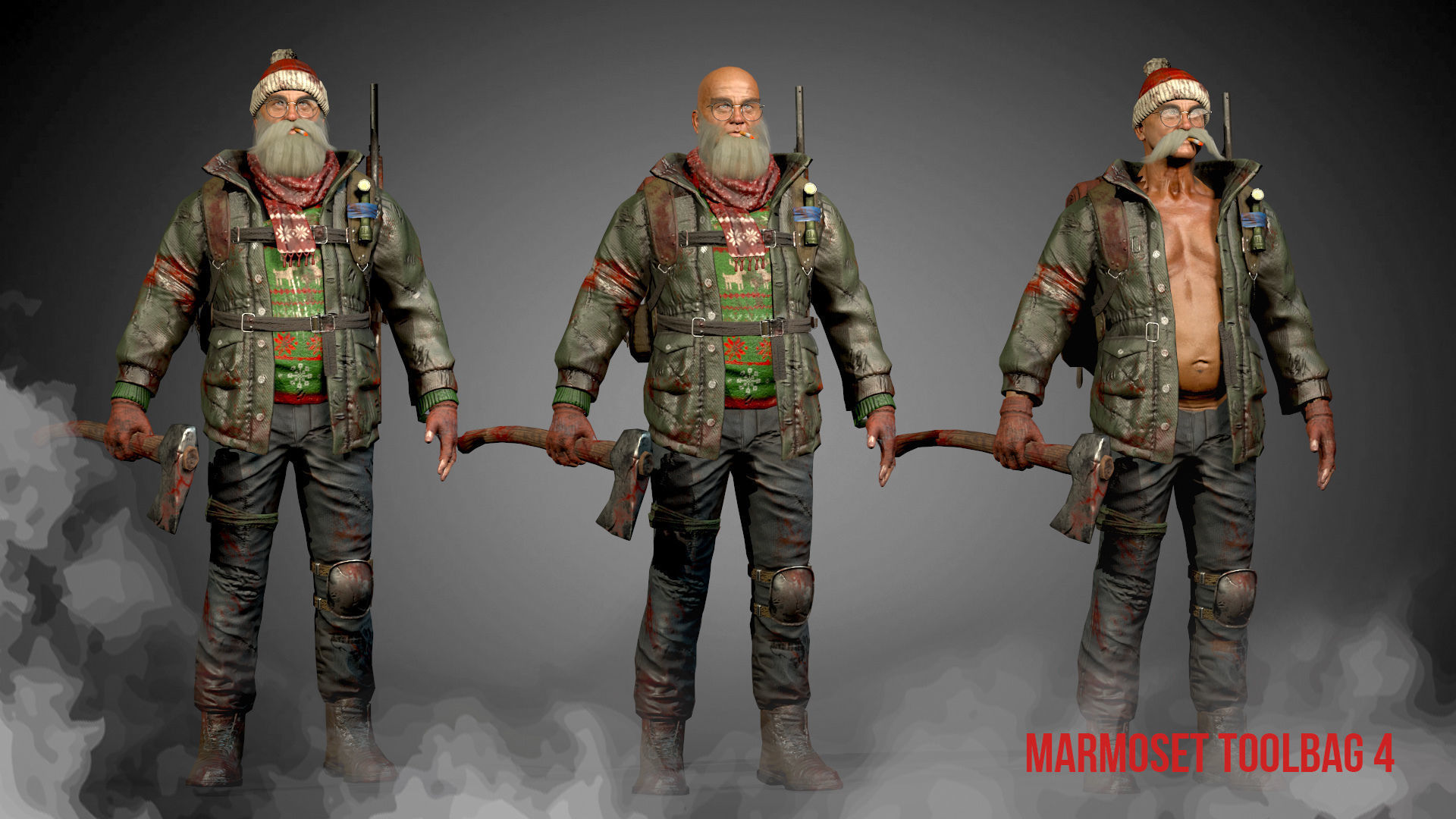 Animated Low poly Game Ready Santa survivor 3D Modular Low-poly 3D model_16