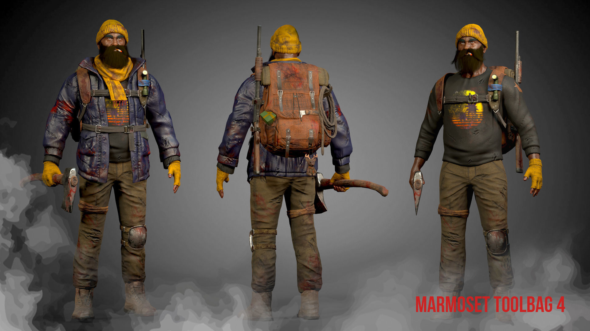 Animated Low poly Game Ready Santa survivor 3D Modular Low-poly 3D model_6