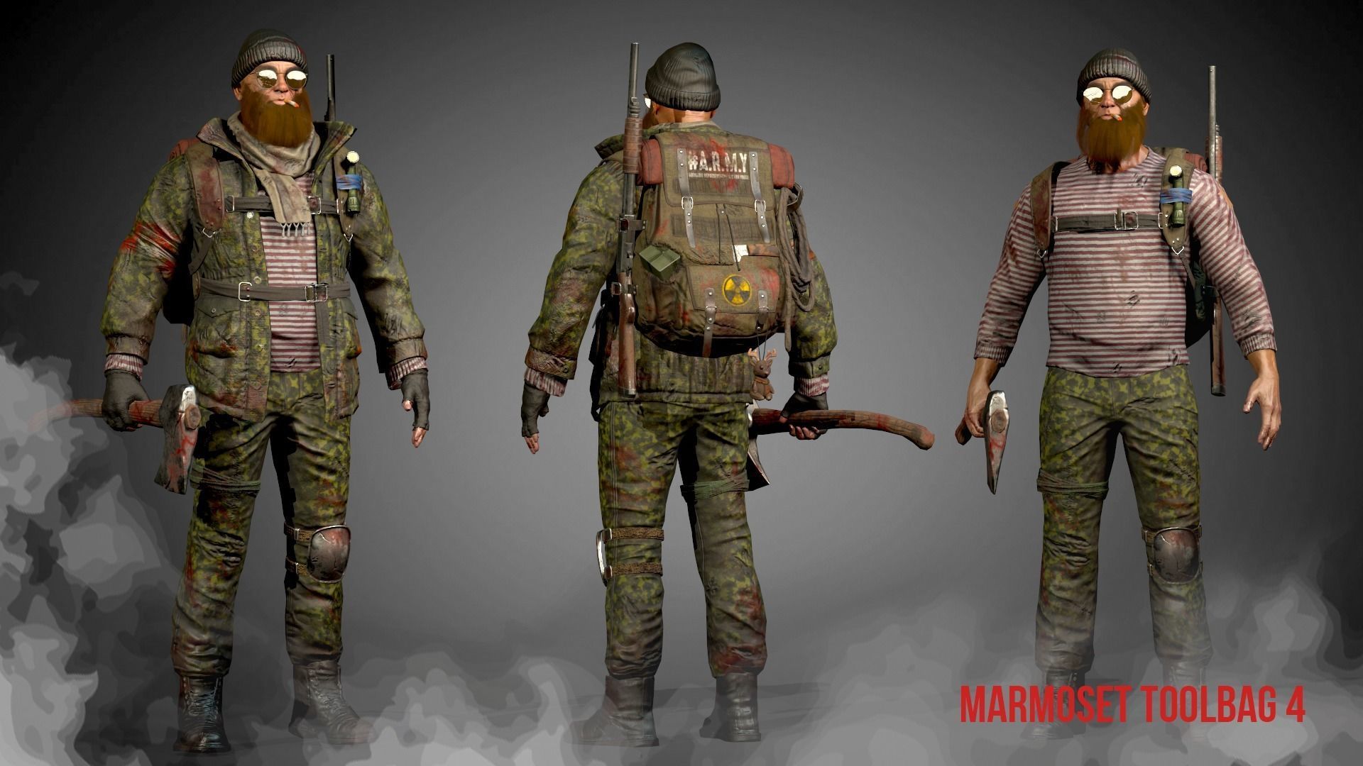 Animated Low poly Game Ready Santa survivor 3D Modular Low-poly 3D model_18