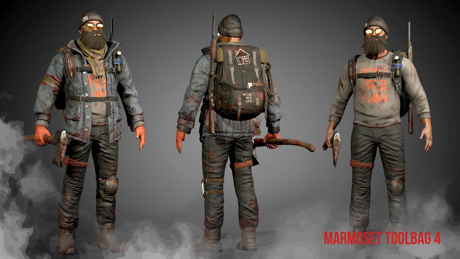 Animated Low poly Game Ready Santa survivor 3D Modular Low-poly 3D model_4