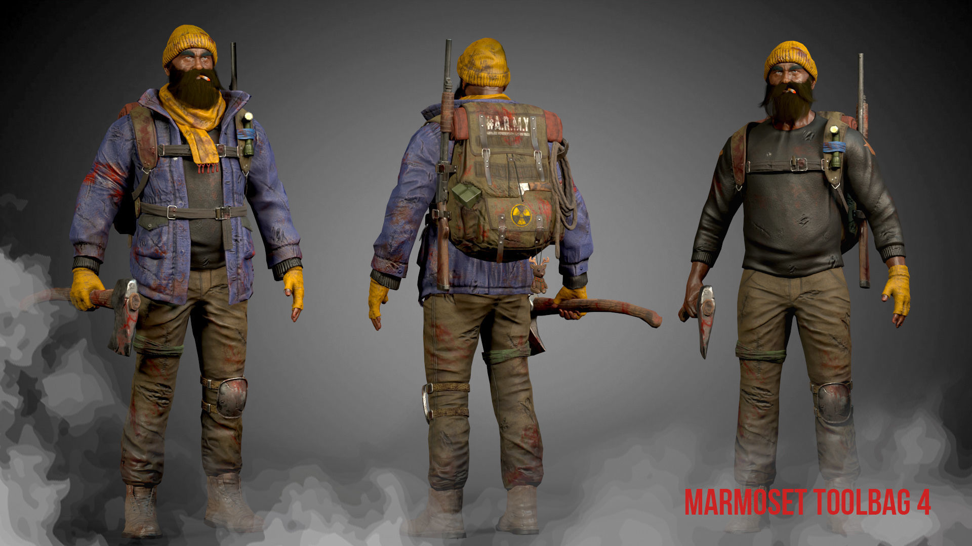 Animated Low poly Game Ready Santa survivor 3D Modular Low-poly 3D model_7