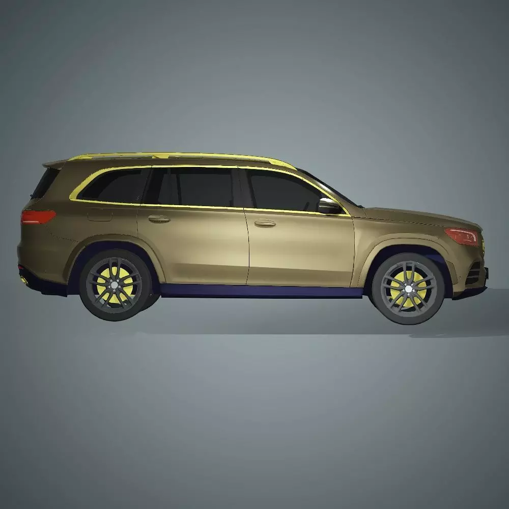 Car - Golden Benz Low-poly 3D model