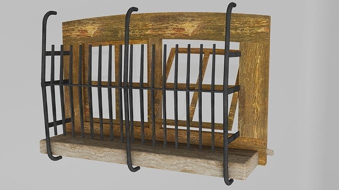 Arched Wooden Window and Railing 3D model | CGTrader