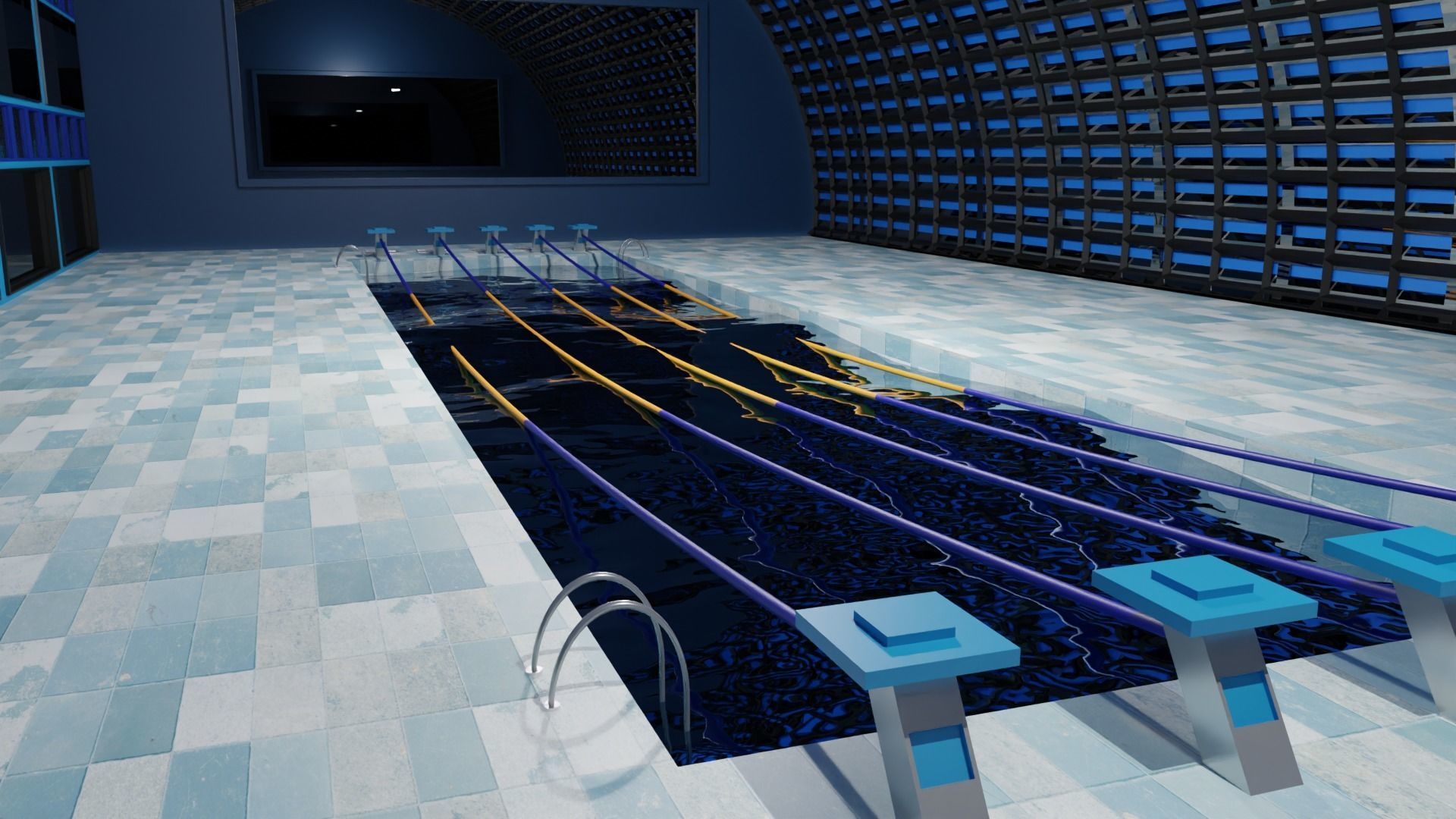 Swim Stadion-Stadium pool-Arena pool Low-poly 3D model_2