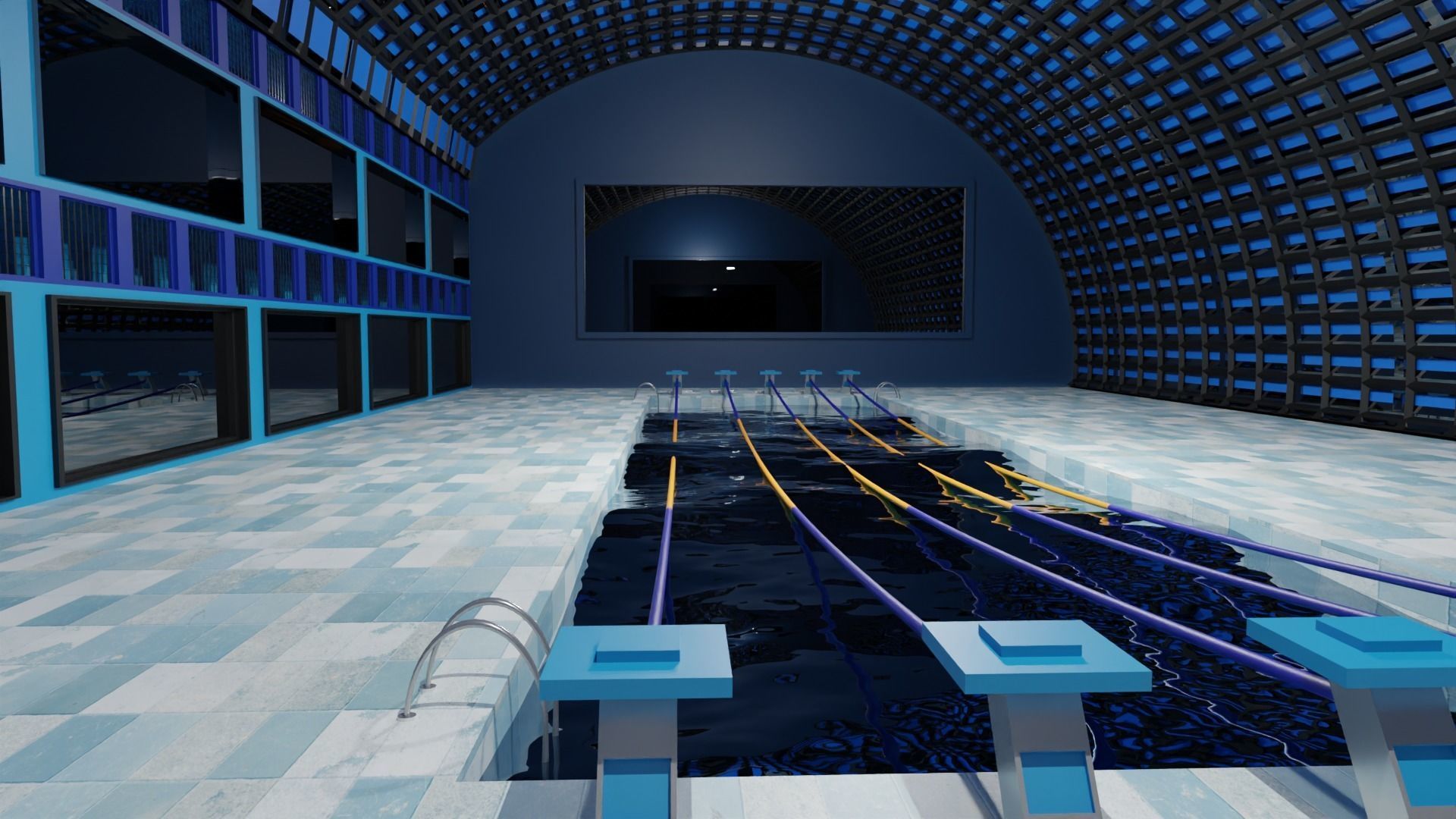 Swim Stadion-Stadium pool-Arena pool Low-poly 3D model_6