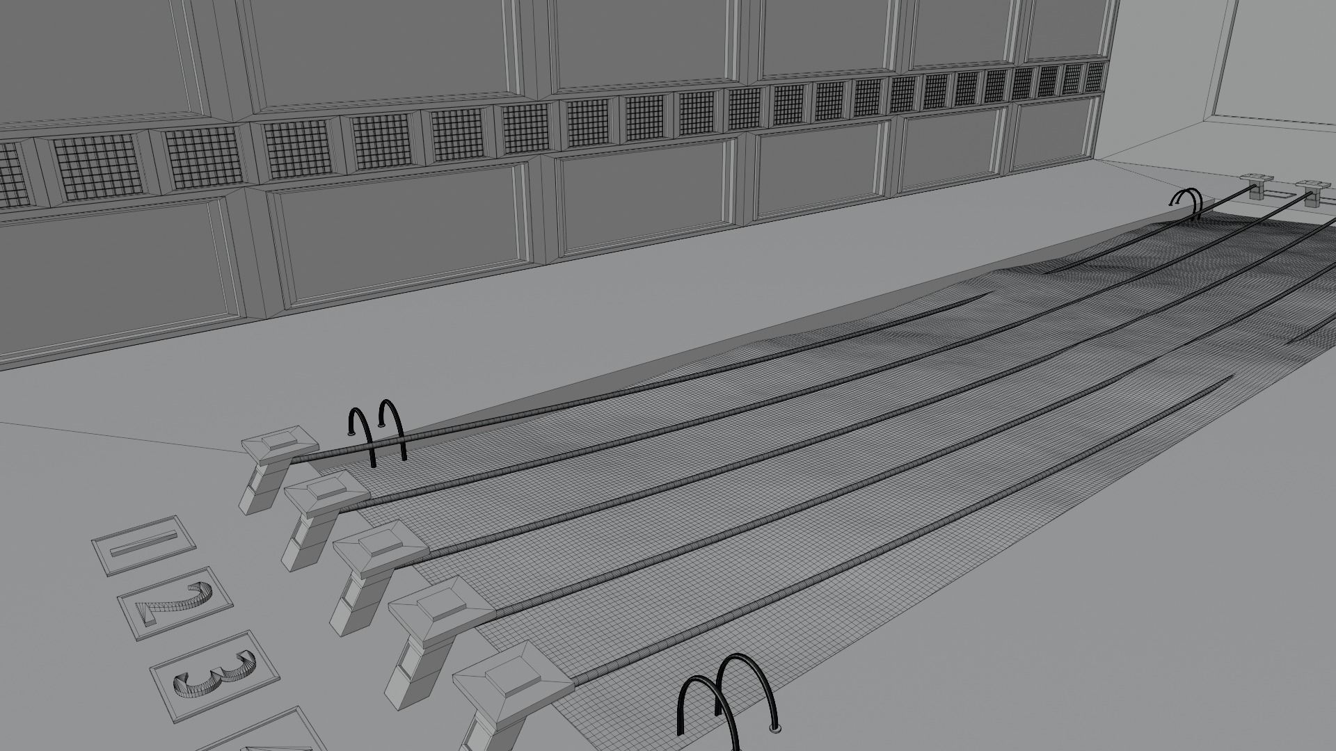 Swim Stadion-Stadium pool-Arena pool Low-poly 3D model_8