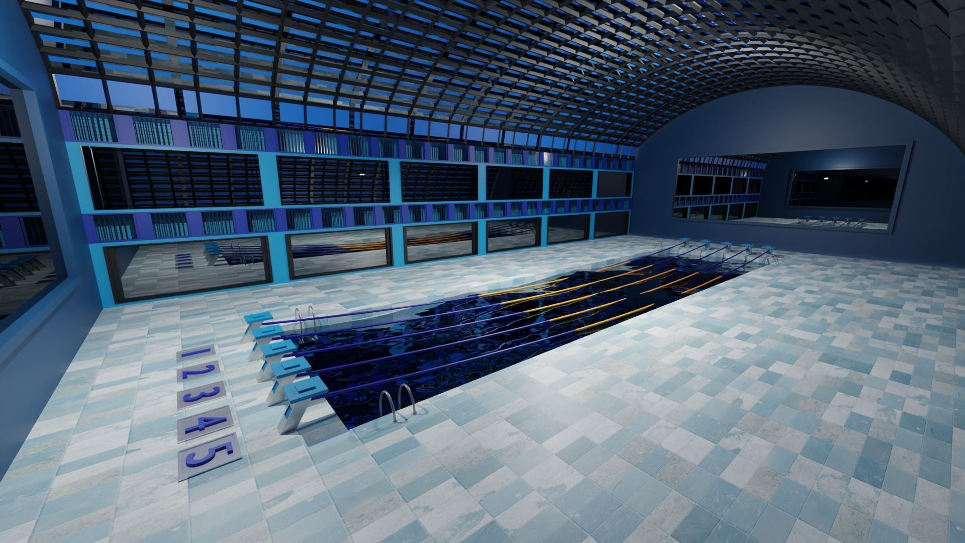 Swim Stadion-Stadium pool-Arena pool Low-poly 3D model_1