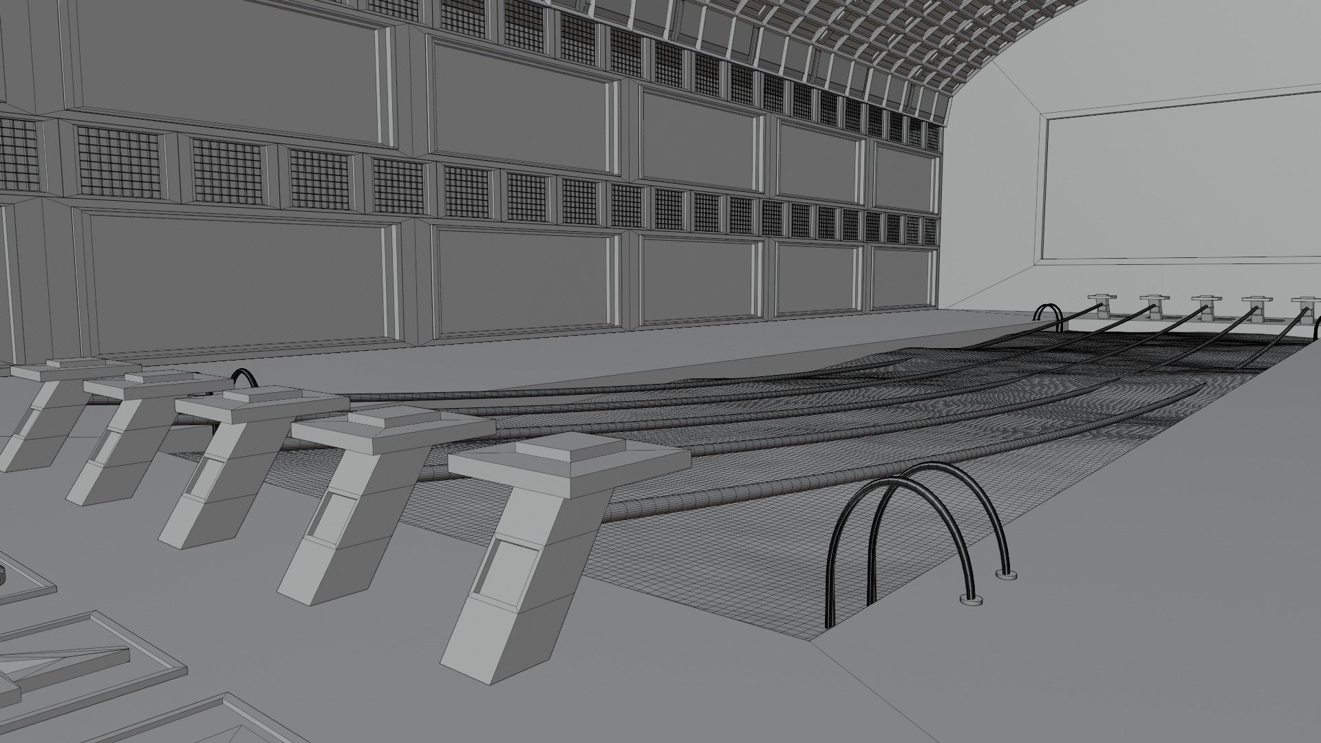 Swim Stadion-Stadium pool-Arena pool Low-poly 3D model_7