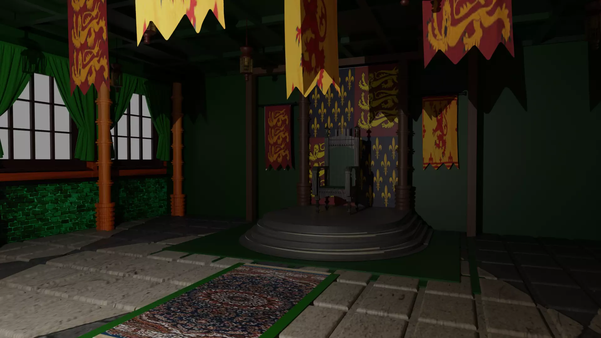 Medieval Throne Room Low-poly 3D model