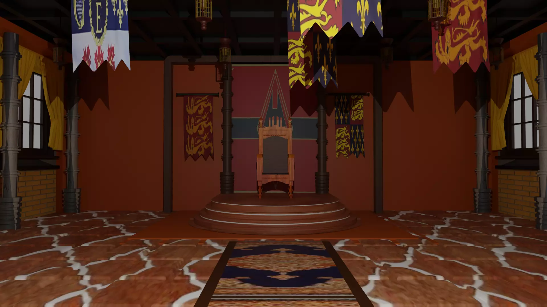 Medieval Throne Room Low-poly 3D model_0