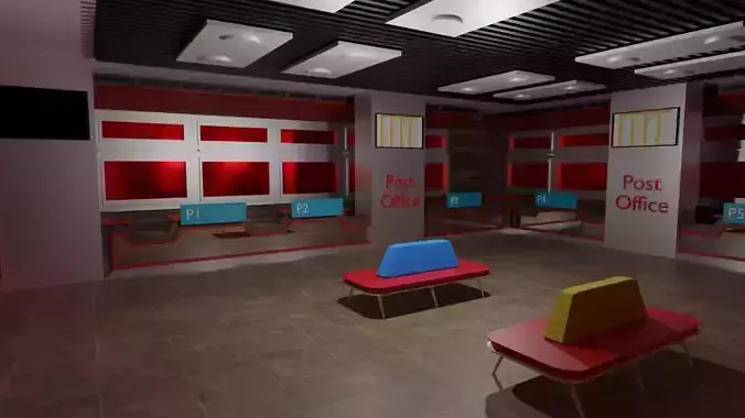 Post Office Interior Low-poly 3D model