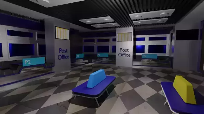 Post Office Interior Low-poly 3D model