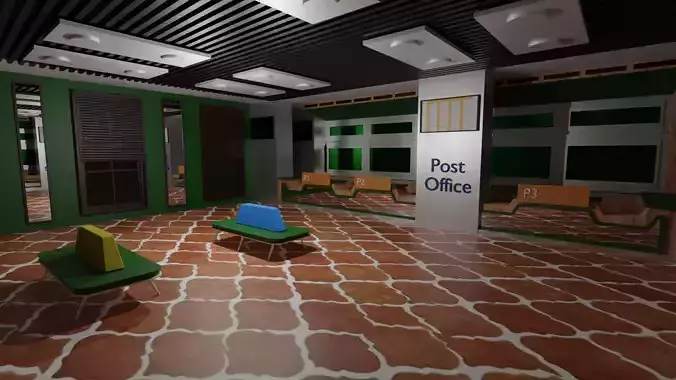 Post Office Interior Low-poly 3D model
