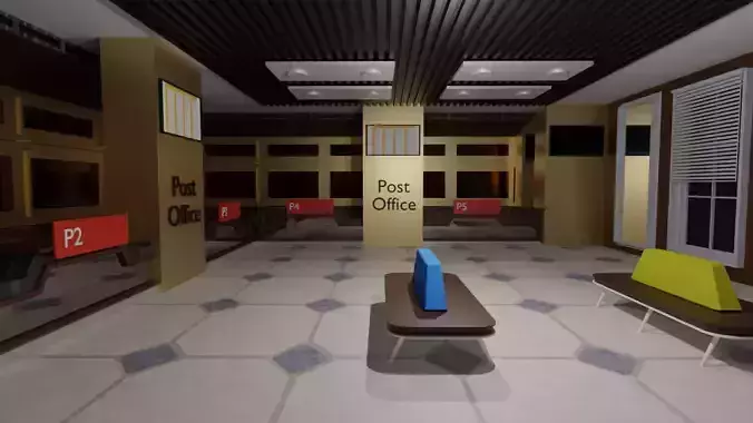 Post Office Interior Low-poly 3D model
