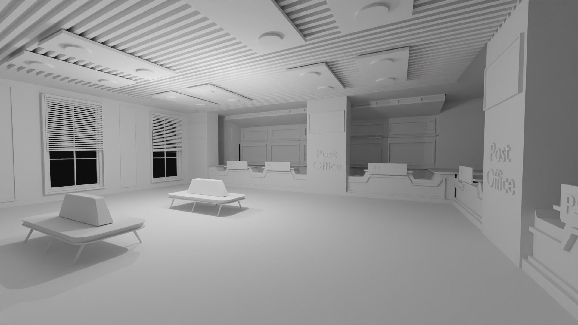 Post Office Interior Low-poly 3D model_4