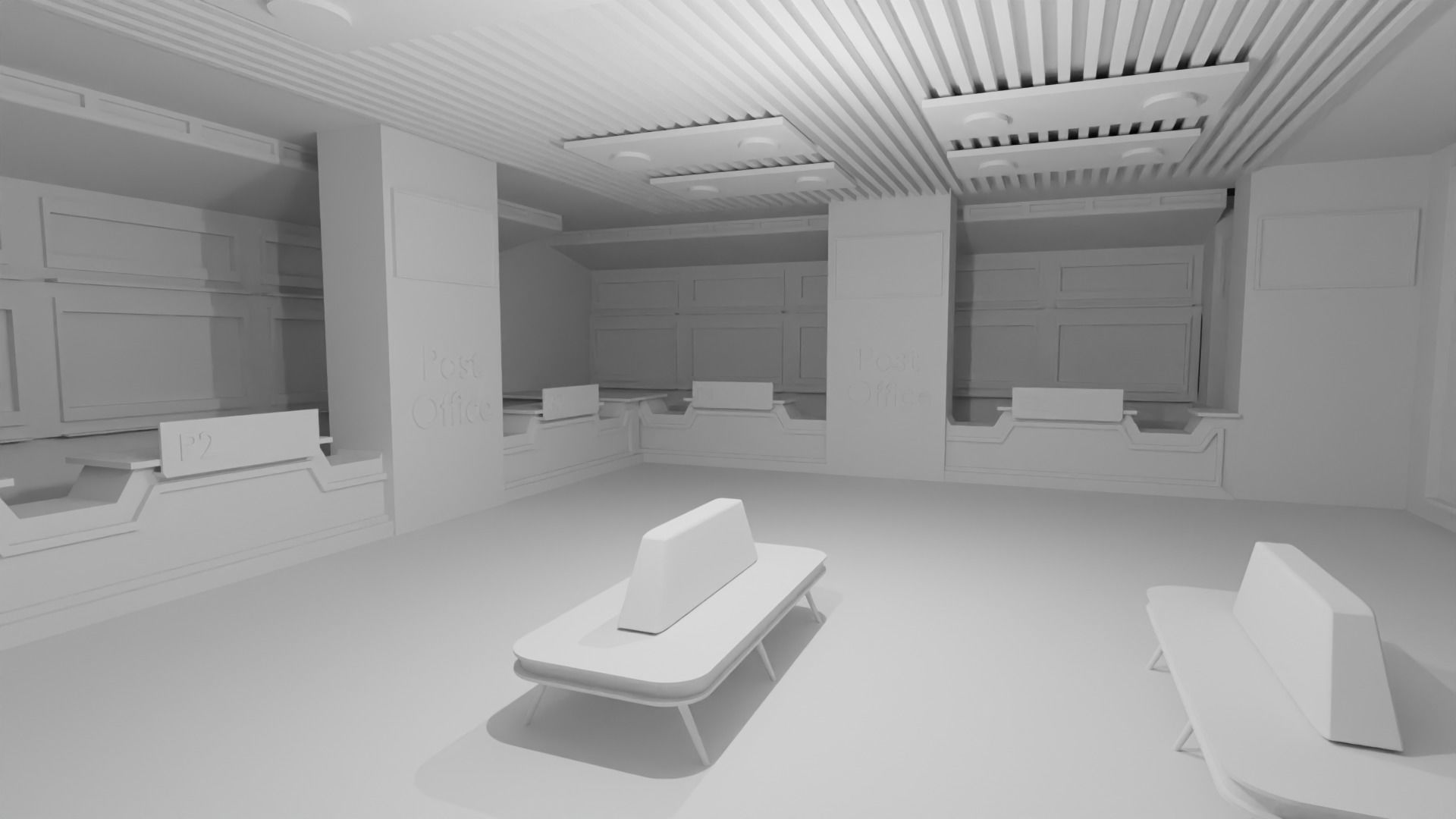 Post Office Interior Low-poly 3D model_1