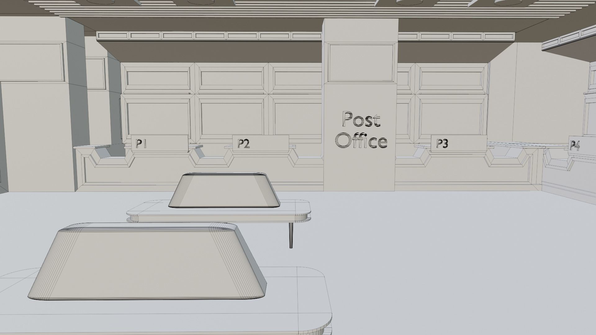 Post Office Interior Low-poly 3D model_8