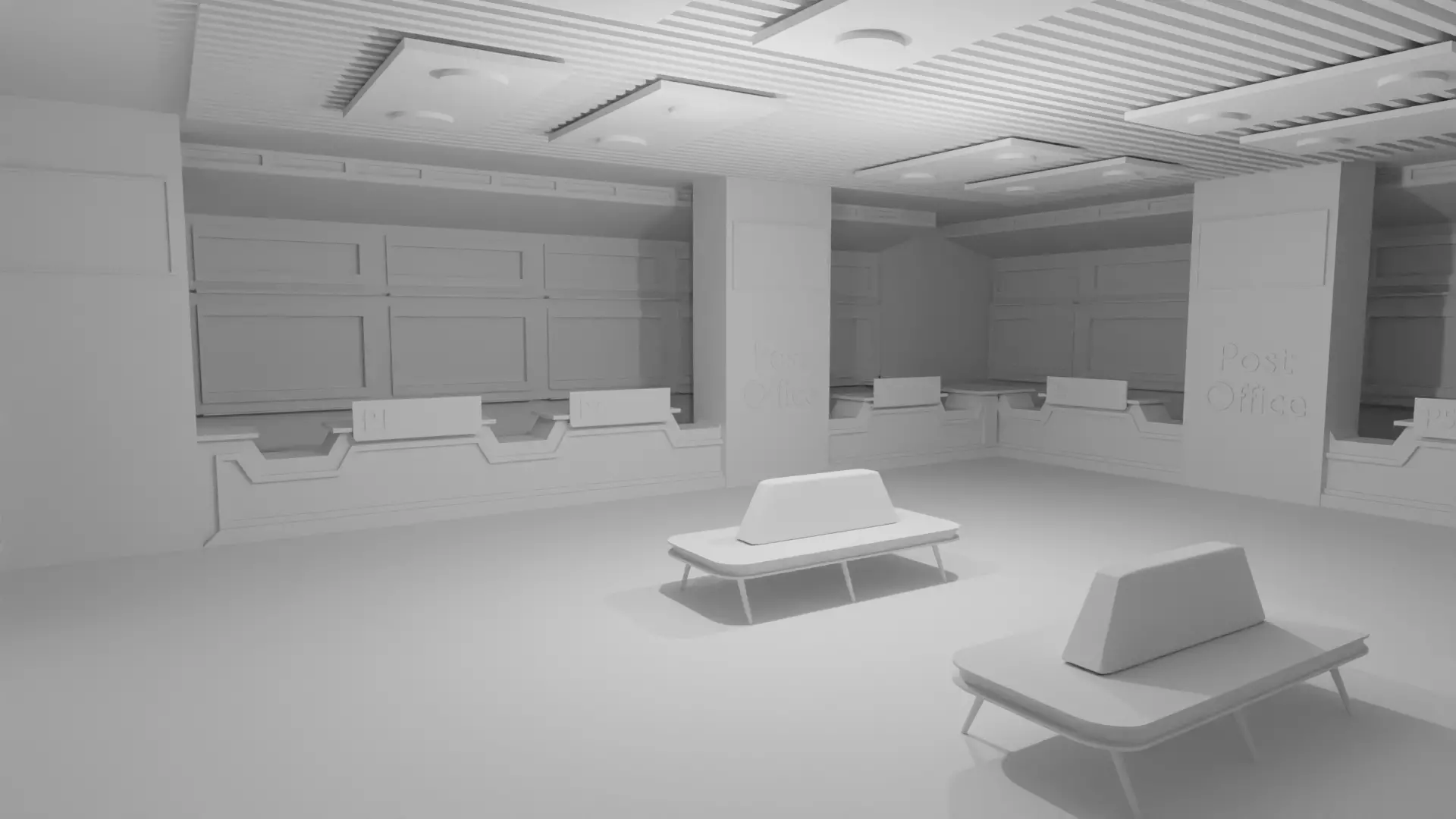 Post Office Interior Low-poly 3D model_0