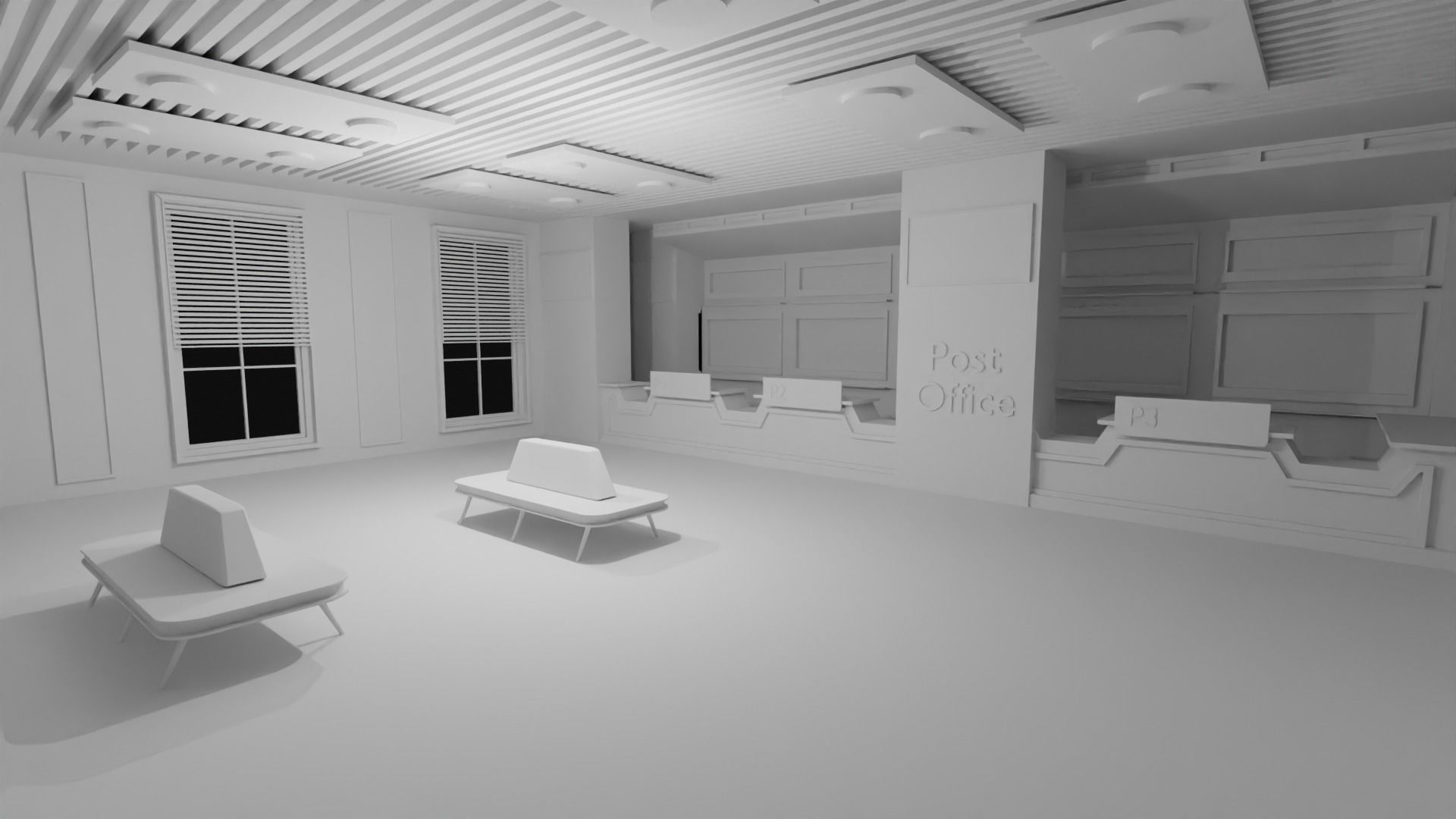 Post Office Interior Low-poly 3D model_2