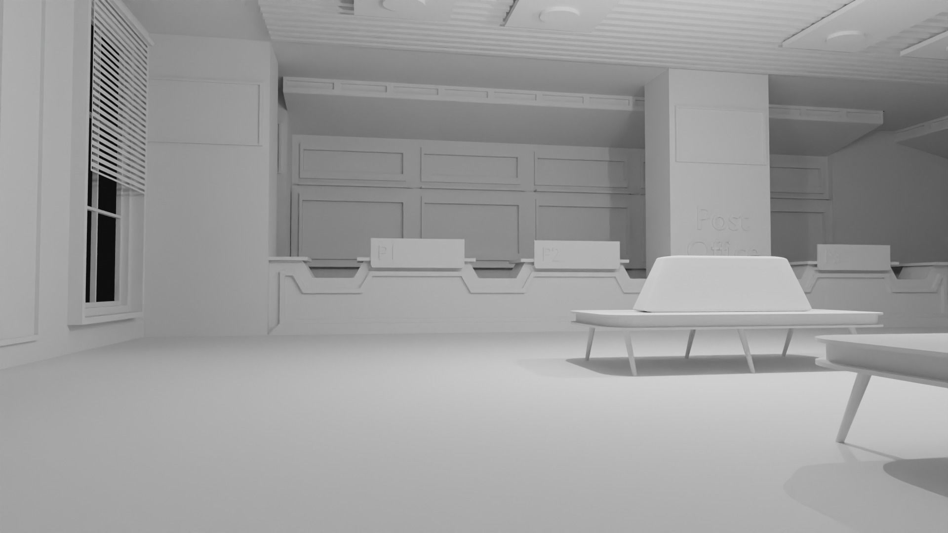 Post Office Interior Low-poly 3D model_5