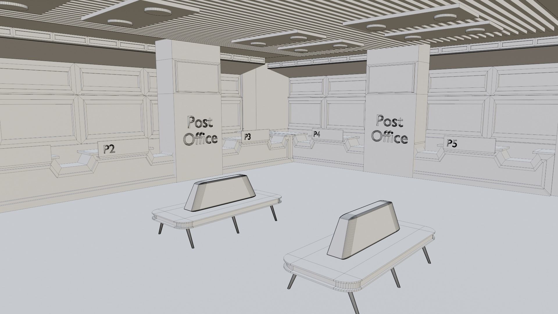 Post Office Interior Low-poly 3D model_7