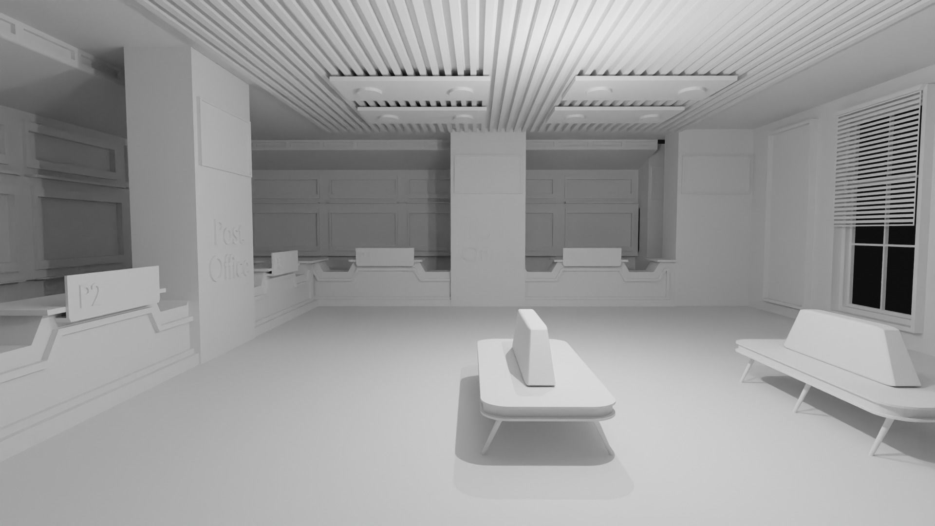 Post Office Interior Low-poly 3D model_3