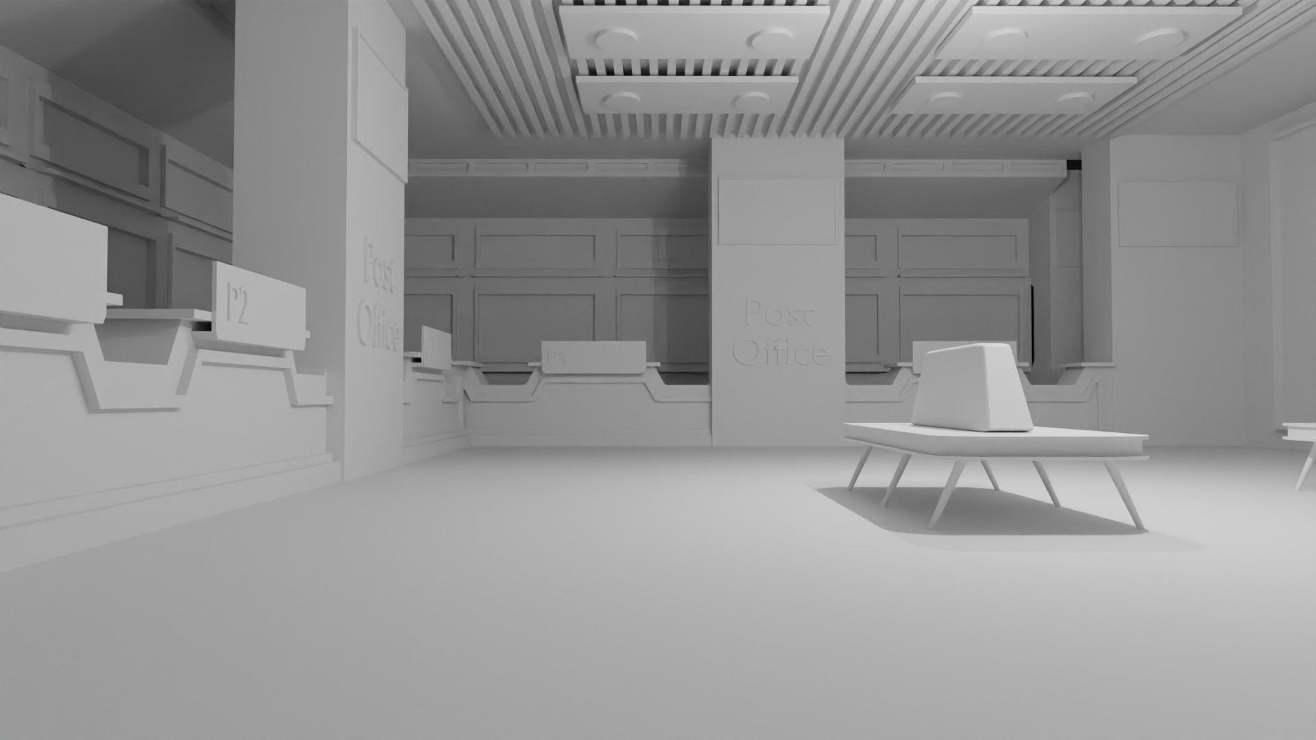 Post Office Interior Low-poly 3D model_6