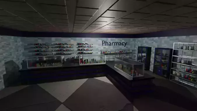 Pharmacy Interior Low-poly 3D model