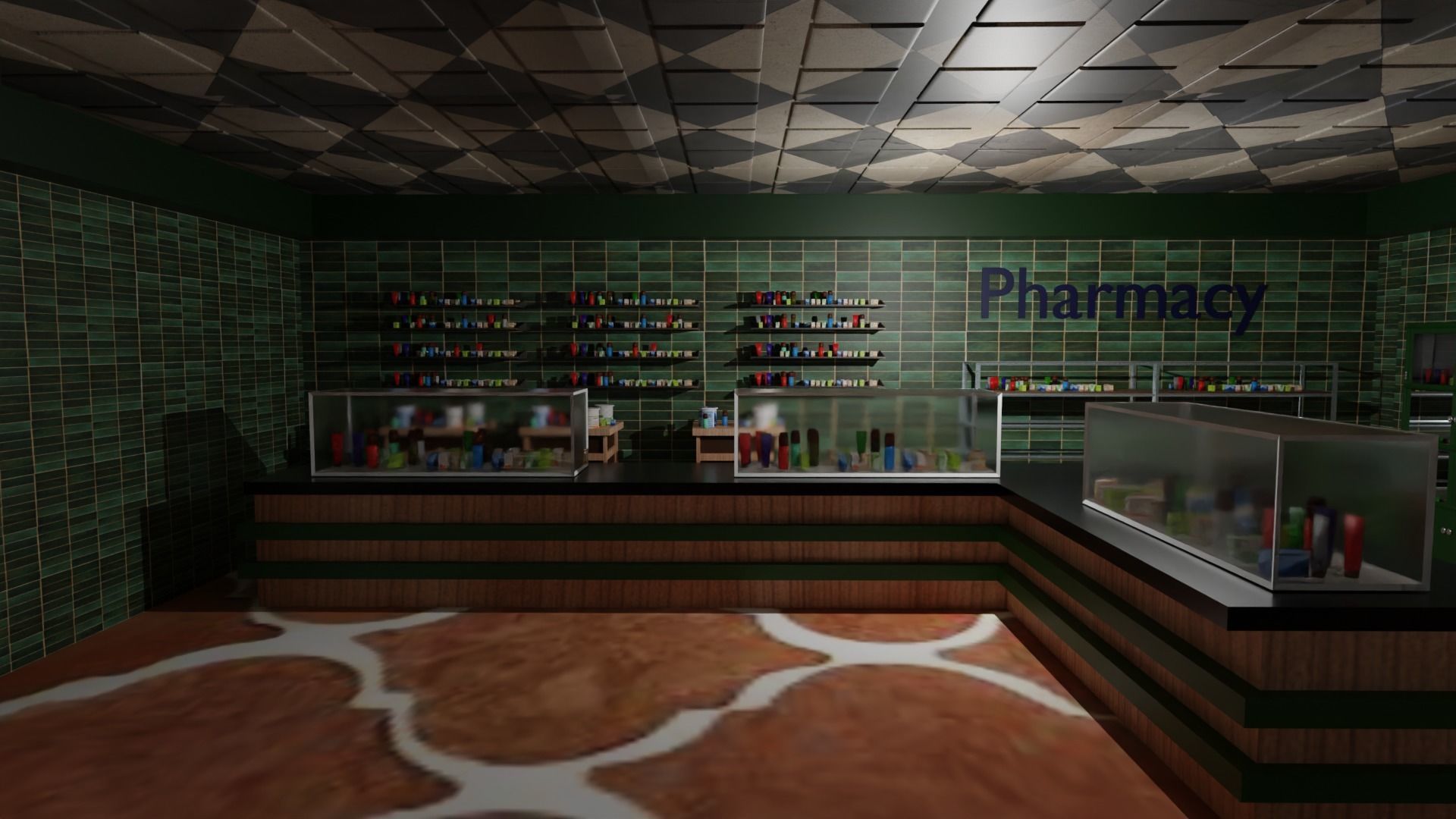Pharmacy Interior Low-poly 3D model_4
