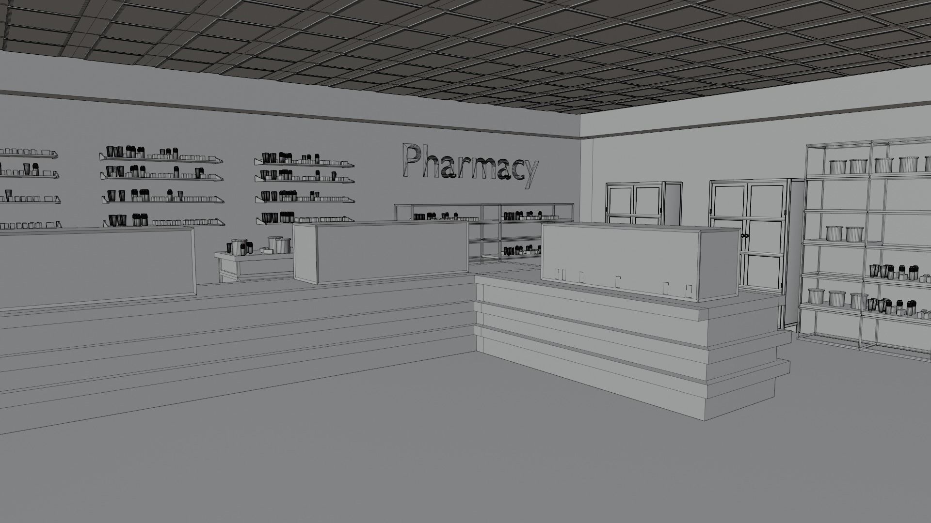 Pharmacy Interior Low-poly 3D model_7