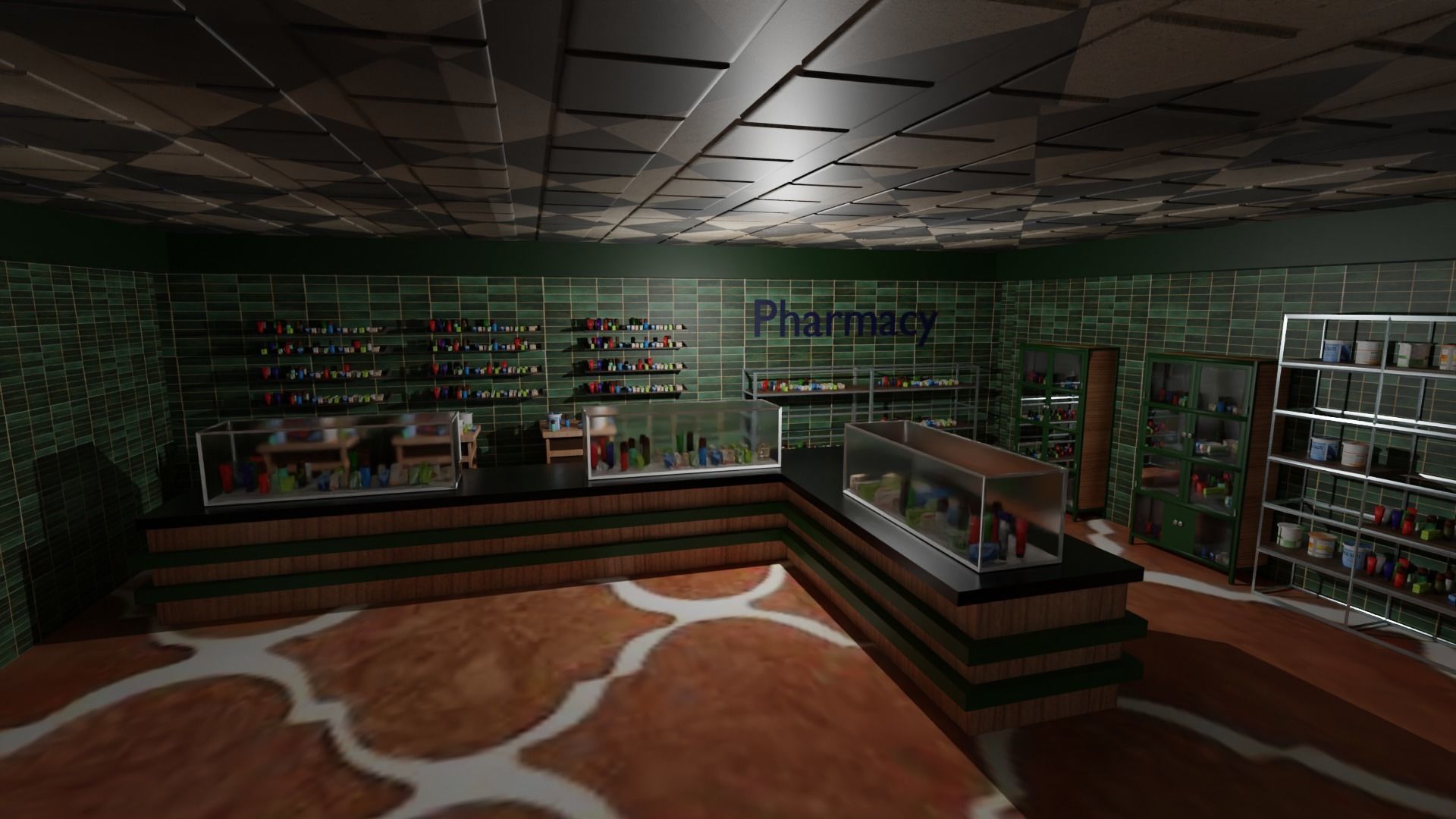 Pharmacy Interior Low-poly 3D model_2